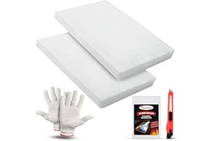 ‎DANSKFYRE Danskfyre Keramikwolle 2er Set für Bioethanol Kamin – Brennwatte & Keramikschwamm – Wolle für längere Brenndauer & gleichmäßiges Flammenbild – inklusive Cuttermesser & Handschuhe – 30 x 10 x 1,3 cm