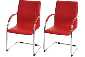 Mendler Set 2X sedie Ufficio Sala Attesa Studio a Slitta Samara Acciaio 56x56x93cm Rosso