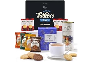 Hattie's Gifts Scottish Afternoon Tea and Shortbread Hamper Fathers Day Includes Brodies Teas and Varieties of Shortbread Biscuits, 10 Piece Authentic Scottish Food Gifts For Dad