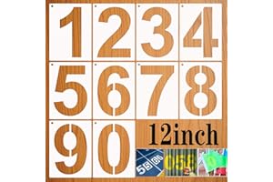 LYPER 12Inch 0 to 9 Large Number Stencils Set, 10Pcs Reusable Curb Address Number Stencils Road Sign Digital Templates for Painting DIY Mailbox Signs Road Parking Lot Door Trucks Painting Stencils