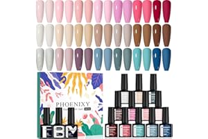 Phoenixy Gel Nail Polish, 24pcs Gel Polish Set Soak Off Nail Polish Starter Kit Nail Varnish Sets Base Top Matte Coat Manicure Kit Gifts for Women