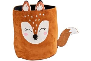 Papierdrachen Tissu Utensilo | Motif renard | Rangement pour jouets - Décoration chambre enfant | Panier à jouets - Panier en tissu velours 21 cm - Set 4
