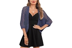 Gyabnw Bolero Mujer Cárdigans de Crochet Ligero Torera Chaqueta para Boda Fiesta Manga 3/4