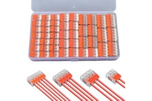 Pabbyeey 80 Stück Kabelverbinder Set,Kabelklemmen Elektro 2/3/4/5 Polig,Kabelverbinder mit Hebel,Verbindungsklemmen bis 4 mm² Lüsterklemmen für Feste Flexible Kabel 2-5 Leiter