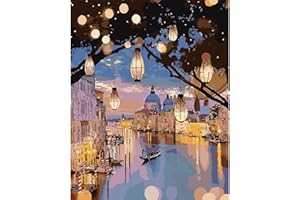 DAERLE Peinture par Numéros pour Adulte Paysage nocturne, Kits de Peinture au Numéro Beau paysage Avec Pinceaux Peinture de Dessin de Pigment Acrylique, Vloisirs Créatifs Adultes 40x50cm