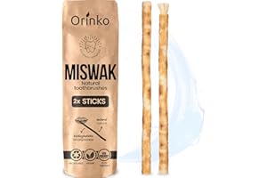 ORINKO Siwak x2 Stick de Miswak 100% naturalne drewno Araq (Salvadora Persica) Ekologiczny środek czyszczący, dezynfekujący i wybielający, biodegradowalny i wegański