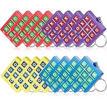 Pack De 16 Llaveros Mini Juego De Tres En Raya – 4 Colores Surtidos, Plástico Resistente Y Clip Metálico, Ideales Para Mochilas, Cumpleaños Y Regalos Infantiles