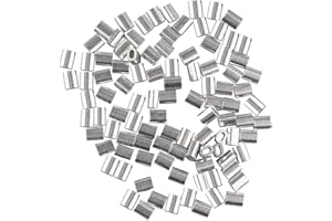 Futheda 100 piezas 1,0 mm cable cuerda de alambre de aluminio forma ovalada mangas Clips Crimping Loops tono plata