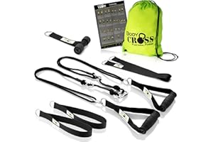 ‎BODYCROSS PREMIUM Schlingentrainer, Made in Germany, geprüft & zertifiziert, Slingtrainer Krafttraining Set für zuhause und außen mit Türanker, Poster, Trainingsplan, Befestigungsschlaufe, 10 Jahre Garantie
