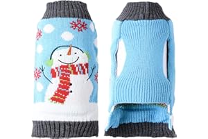TENGZHI Pet Dog Christmas Sweater Embroidered Reindeer Elf Clown Turtleneck Dog Ugly Sweaters Jumper For Small Medium Large Dogs,Knitwear Winter Puppy Cat Xmas Clothes Costume (Large, Blue Snowman)