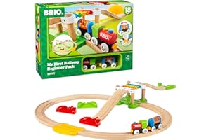 BRIO World 33727 Mein erstes Bahn Spiel Set - Zug mit Waggon, Schienen & Hängebrücke für Kleinkinder Einsteiger-Set empfohlen ab 18 Monaten
