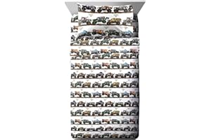 JAY FRANCO Monster Jam Tracks Twin Sheet Set - 3 Piece Set Super Soft and Cozy Kid’s Bedding Features Grave Digger & Megalodon - Fade Resistant Microfiber Sheets (Official Monster Jam Product)