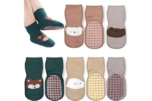 Bigqin 4 Paia Calzini Antiscivolo Bambino Cotone Bimbi Bambini, Addensati Invernali Caldi Calzini di Cotone Antiscivolo, per 0-5 Anni