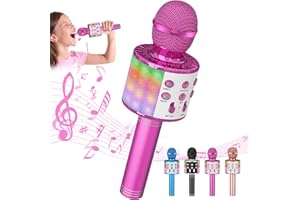 Tivifore Microphone sans Fil Karaoké, Micro Karaoke Enfant avec Lumières LED de Danse, Micro Karaoké Bluetooth, Microphone Micro Karaoké Bluetooth Enfants