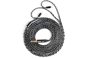 keephifi IEM Cable KBEAR ST12 Plus 8-Core 4N OFC Silver-Plated Braided Headphone Extension Cable 2 Pin Standard 3.5 mm Plug for KZ ZST/EDX/ZS10/AS10 (Black, 2PIN-S)