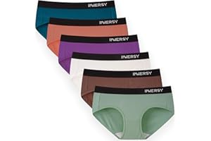 INNERSY Mutande Donna Cotone Slip a Vita Media Intimo Sportivo Culotte Elasticizzato Pacco da 6