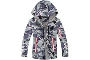 YoungSoul Giacca Impermeabile Mimetica Bambino, Giacca a Vento Foderata in Pile