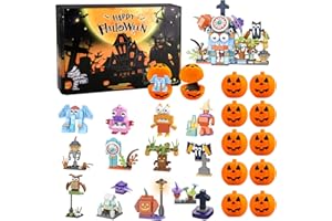 ZHMENGE Halloween Bausteine Party Mitgebsel Kindergeburtstag,12 in 1 Mini Halloween Bausteine für Kinder,12 Stück Ausstopfbare Kürbisse Box,Bauklötze Set,Halloween Bausteine Mitgebsel für Jungen Mädchen