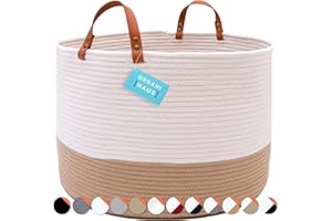 OrganiHaus Extra Large Storage Basket, Cotton Rope Basket for Nursery, Laundry Basket, Woven Basket for Storage, Blanket Basket w/Handles, Toy Storage Basket, Rope Storage Basket White 50x33cm