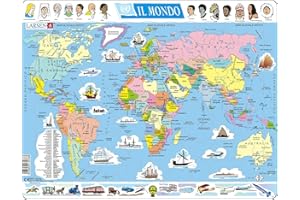 Larsen K1 La Mappa Politica Mondiale, Edizione Italiano, Puzzle Incorniciato con 107 Pezzi
