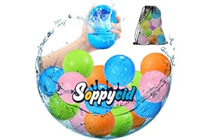 DEVLIBOW SOPPYCID Ballons d'eau réutilisables Ballons d'eau à remplissage rapide Ballons d'eau auto-scellants Jouets de piscine d'été Jouets de fête en plein Ballons enfants de 3-12 ans (coloré-16pcs)