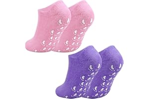 Jinlaili 2 Pares Calcetines de Gel Hidratantes, Forro de Gel con Aceites Esenciales y Vitaminas, Calcetines de Gel SPA para Mujeres para Reparar Pieles Secas y Agrietadas, 21.5cm
