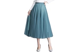 ANIMQUE Mujer Falda Larga de Tul Midi Tiro Alto Falda Plisada Cintura Elástica Princesa Elegante Falda Fiesta Boda