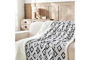 ‎WAJADE Wajade Sherpa Kuscheldecke Decke Sofa Flauschige Wohndecken Wolldecke Luxuriöse Sofadecke Weiche Decke für Bett Couch - Grau 153 * 203