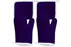 ShyaWorld Manoplas de Cocina horno Pack guantes resistentes al calor de diseño, adecuado para cocinar, hornear, barbacoa... ALG/POL AZUL
