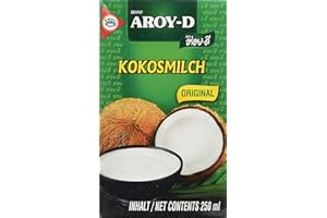 Aroy-D, Leche de coco, marca líder, la más usada por chefs. 17-19% MG. 12 x 250 ml en Brick (Total: 1500 ml)