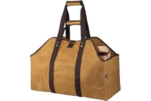 BONTHEE Portalegna da Ardere in Tela Cerata, Supporto Extra Large da Interno Con Manici, Cuscinetto per Alleviare il Peso e Facile Trasporto