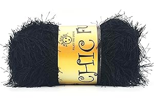 FILATI ITALIANI Gomitoli di pelliccia ecologica Chic Fur per borse, 100g x 85metri - ferri 4/5 - composizione 100% poliestere ricilato (normale, nero)