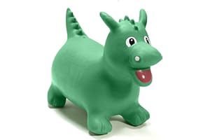 Happy Hopperz Inflatable Bouncy Animal Ride-On Toy, Pump included, Green Dragon, 12mths - 2.5yrs (less air) and 2.5yrs - 5yrs (full air)