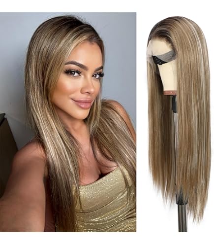 Joedir 13X4 Lace Front Wig Free Parting Lace Frontal Wigs With Baby Hair Pre Plucked Synthetic Wig Natural Looking Body Wave Wigs For Women 30 Inch