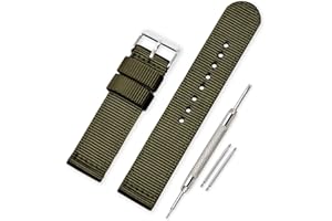 VINBAND Bracelet Montre Toile Bracelet Montre Armée Militaire - 18mm, 20mm, 22mm, 24mm Montre Bracelet avec Acier Inoxydable Boucle