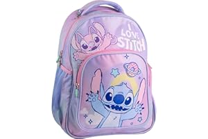 CERDÁ LIFE'S LITTLE MOMENTS Mochila Infantil Stitch Disney Original con Diseño Rosa y Morado | Mochila Stitch Escolar Grande Preescolar y Primaria Niñas y Niños Resistente y Ligera