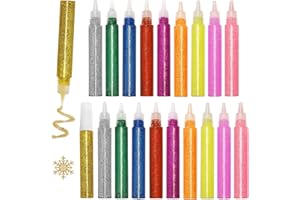 BOLOSA Glitter Glue Pens, 20 Pcs Glitter Pens for Arts and Crafts, Rainbow Glue Stick for DIY Bottle Decor, Projects Scrapbooking, Grad Caps, Cards Decorating Supplies