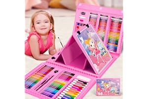 WEEKSUN 240 Pcs Art Set in Castle Theme, Drawing Kit with Crayons, Oil Pastels, Colored Pencils, Sketch Pencils, Watercolor Cake, etc, Art Supplies Gift for Kids Teens Adults Artists