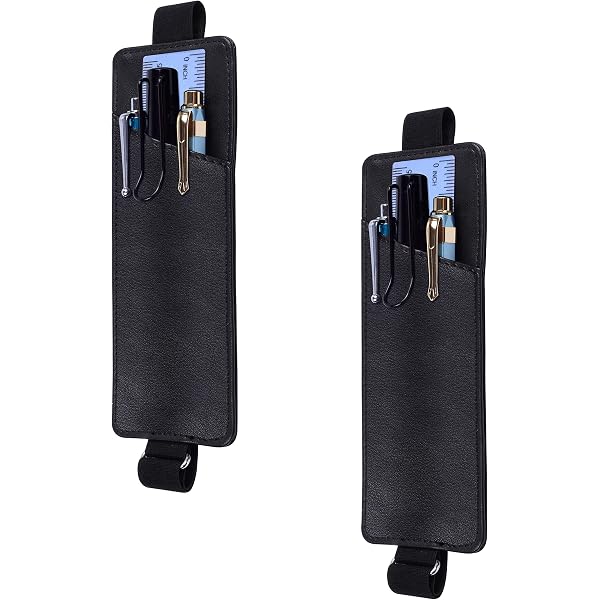 Porta penna in pelle PU con manica a penna in pelle elastica