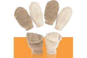 CHARSHIU 4 Pcs Bad Duschhandschuhe Körper Peelinghandschuh Scrubhandschuh, Baumwolle Scrubhandschuh doppelseitig Duschhandschuhe Leinen Massagehandschuh für Körperwäscher Umweltfreundliche Peeling Werkzeuge