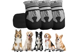 QKURT 4 Bottes de Chien,Bottes pour Chien,Chaussures pour Chien imperméables avec Bandes réfléchissantes,Chaussures pour Chien Ajustables,Chaussures de Protection des Pattes pour Petit Moyen Grand Chien