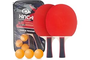 Dunkwckore Tischtennisschläger Set, Ping Pong Set 2 Tischtennis-Schläge + 3 Tischtennis-Bälle+ Tischtennishülle, Table Tennis Racket für Anfänger, Amateure, Fortgeschrittene und Familienunterhaltung