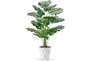 Der Rose Plantas artificiales grandes de 28 pulgadas de alto para interiores con maceta blanca para decoración del hogar, oficina, sala de estar