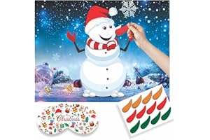 ATKIN BROTHERS Pin the Nose on the Snowman Game Fun Christmas Party Kids Adults Holiday Snowman Activity Winter Classroom Family Indoor Outdoor Pin the Tail Party Games Stocking Filler Elf Shelf Reindeer(1 Pack)