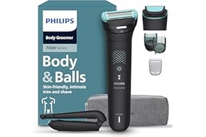Philips Body Groomer 7000 Series - Trimmer for Men with 2D Flexing Head, Triple Protect Shave System, Interchangeable Heads, Intimate Trim & Shave, 100% Showerproof, 120 min. Runtime, Model BG7480/15