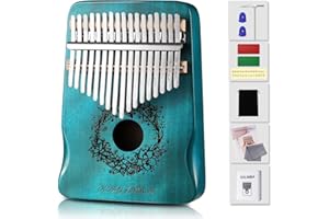 YUNLE Kalimba 17 touches pour piano en acajou portable Mbira Sanza Amateurs de musique Cadeau pour les enfants débutants avec marteau de réglage pour piano et sac d'étude (bleu)