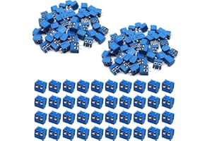 HUAZIZ 160 Piezas Bloque de Terminales de Tornillo, Conectores de Bloque de Terminal de Tornillo de Montaje de 2P PCB de Paso de 5mm, Azul,para Arduino DIY Project