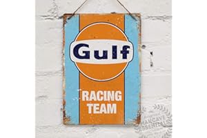 BIGYAK NNGT Gulf Racing Replica Vintage Retro Garage Abri de voiture Plaque en métal 20 x 30 cm