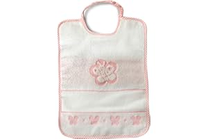 PANINI TESSUTI Bavoir bébé papillon fermeture avec élastique – 100% coton – 31 x 23 cm, rose