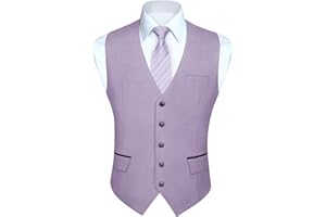 HISDERN Gilet Costume Homme Formel Classique Casual Gilets sans Manche Homme pour Mariage Business Parti Coton Vest